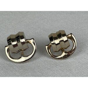 Vintage Gold Tone Screw Back Earrings Small Equestrian Art Deco Minimalist